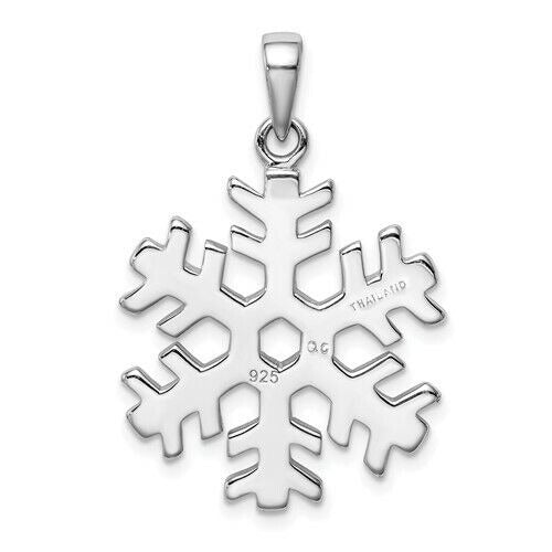 Sterling Silver Rhodium Plated Crystal Snowflake Pendant 925