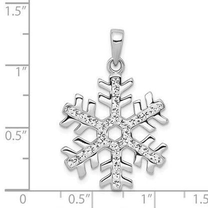 Sterling Silver Rhodium Plated Crystal Snowflake Pendant 925