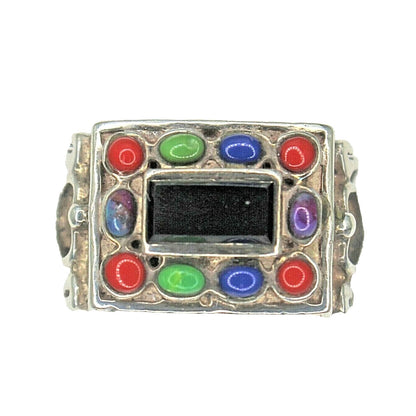 Sterling Silver Multi Gemstone Ring 8.2g Size 6
