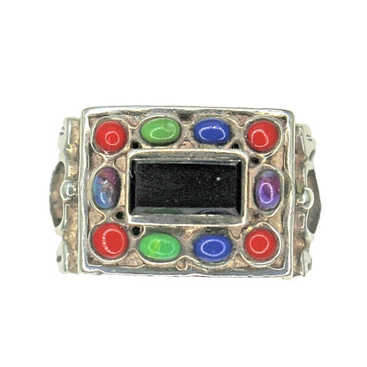 Sterling Silver Multi Gemstone Ring 8.2g Size 6
