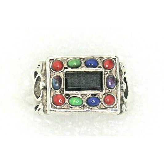 Sterling Silver Multi Gemstone Ring 8.2g Size 6