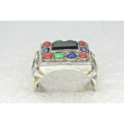 Sterling Silver Multi Gemstone Ring 8.2g Size 6