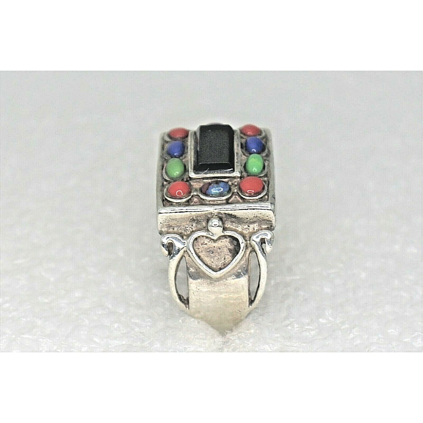 Sterling Silver Multi Gemstone Ring 8.2g Size 6