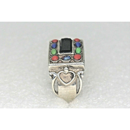 Sterling Silver Multi Gemstone Ring 8.2g Size 6