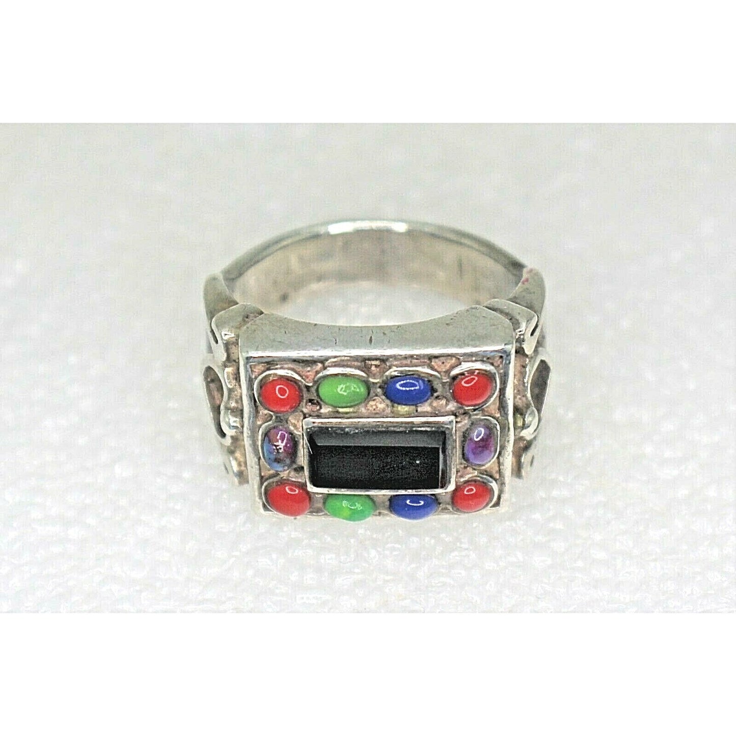 Sterling Silver Multi Gemstone Ring 8.2g Size 6