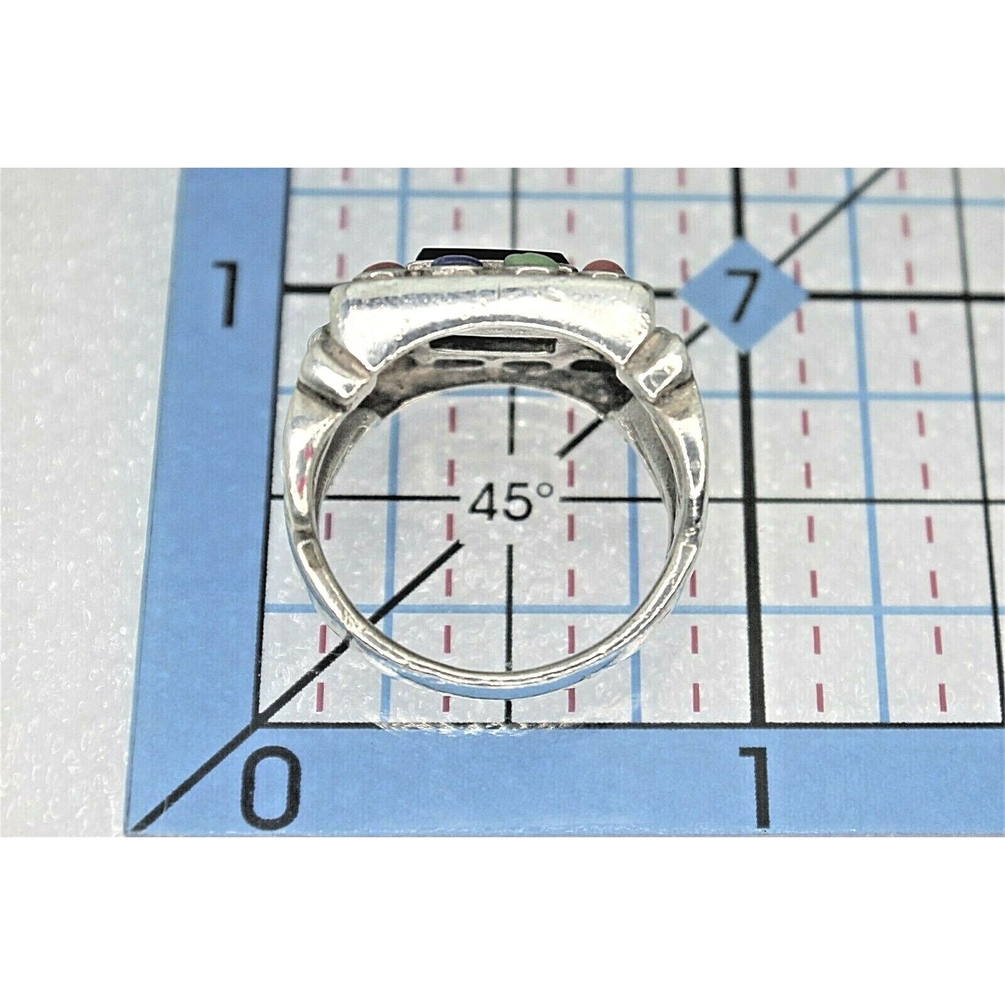 Sterling Silver Multi Gemstone Ring 8.2g Size 6