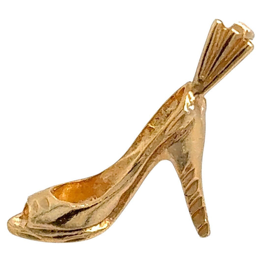 14K Yellow Gold High Heel Shoe Pendant Charm 1.6g