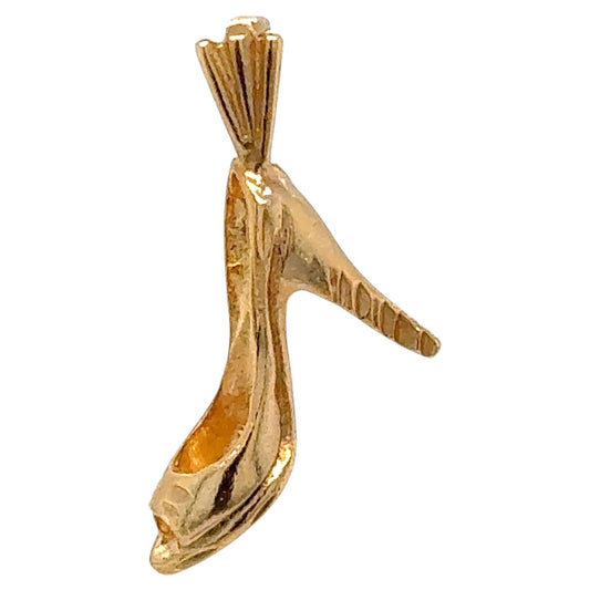 14K Yellow Gold High Heel Shoe Pendant Charm 1.6g