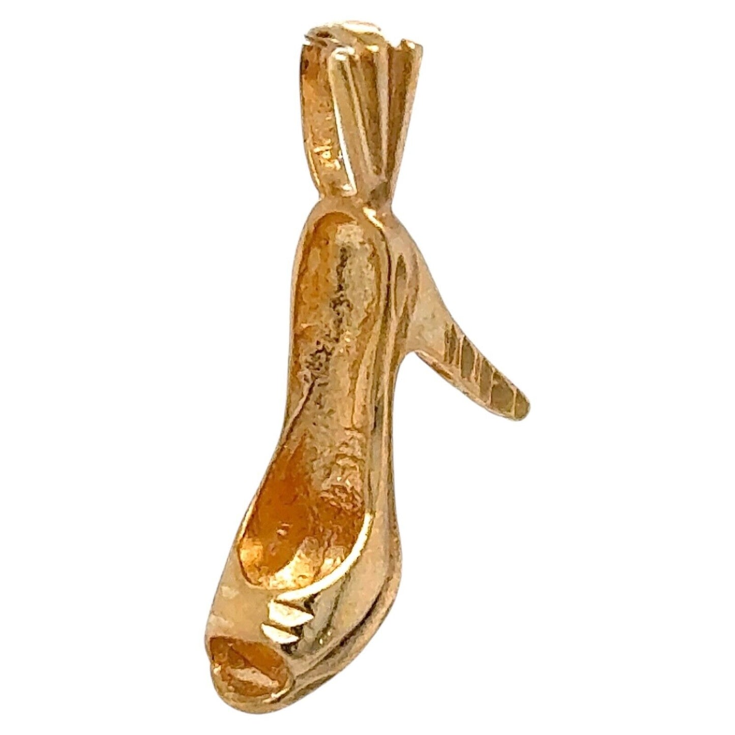 14K Yellow Gold High Heel Shoe Pendant Charm 1.6g
