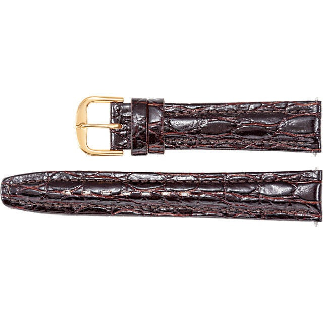 Men's 20 mm Regular Brown Leather Crocodile Grain Semi-Padded Watch Strap Band