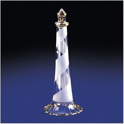 Glass Baron Handcrafted Lighthouse Figurine 22k Gold Trim