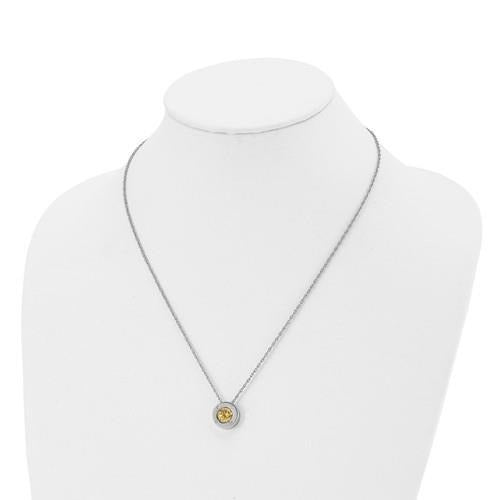 November Yellow Birthstone Pendant 20 inch Loose Rope Chain Stainless
