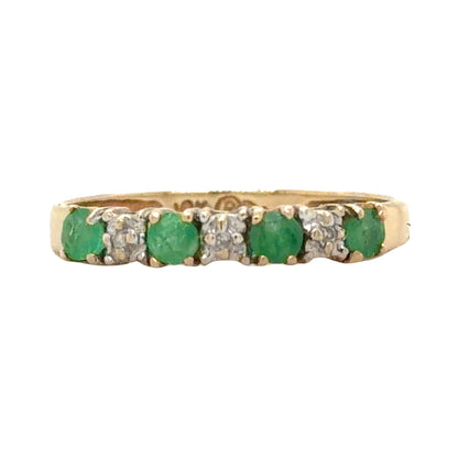 Emerald & Diamond 10k Yellow Gold Band Ring 1.1g Size 6