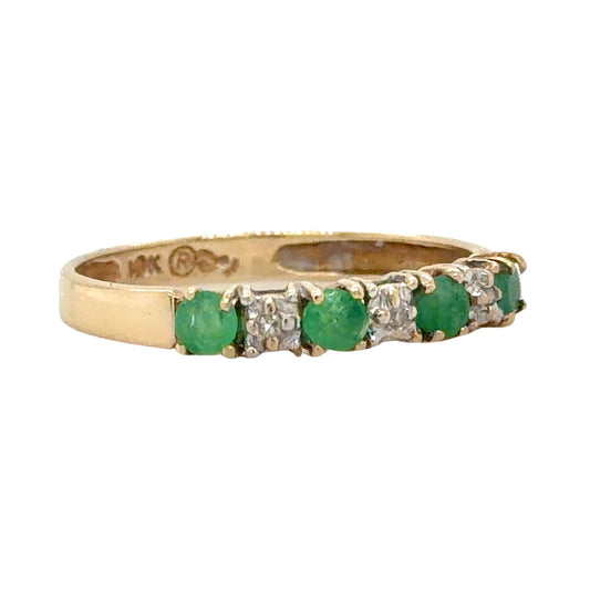 Emerald & Diamond 10k Yellow Gold Band Ring 1.1g Size 6