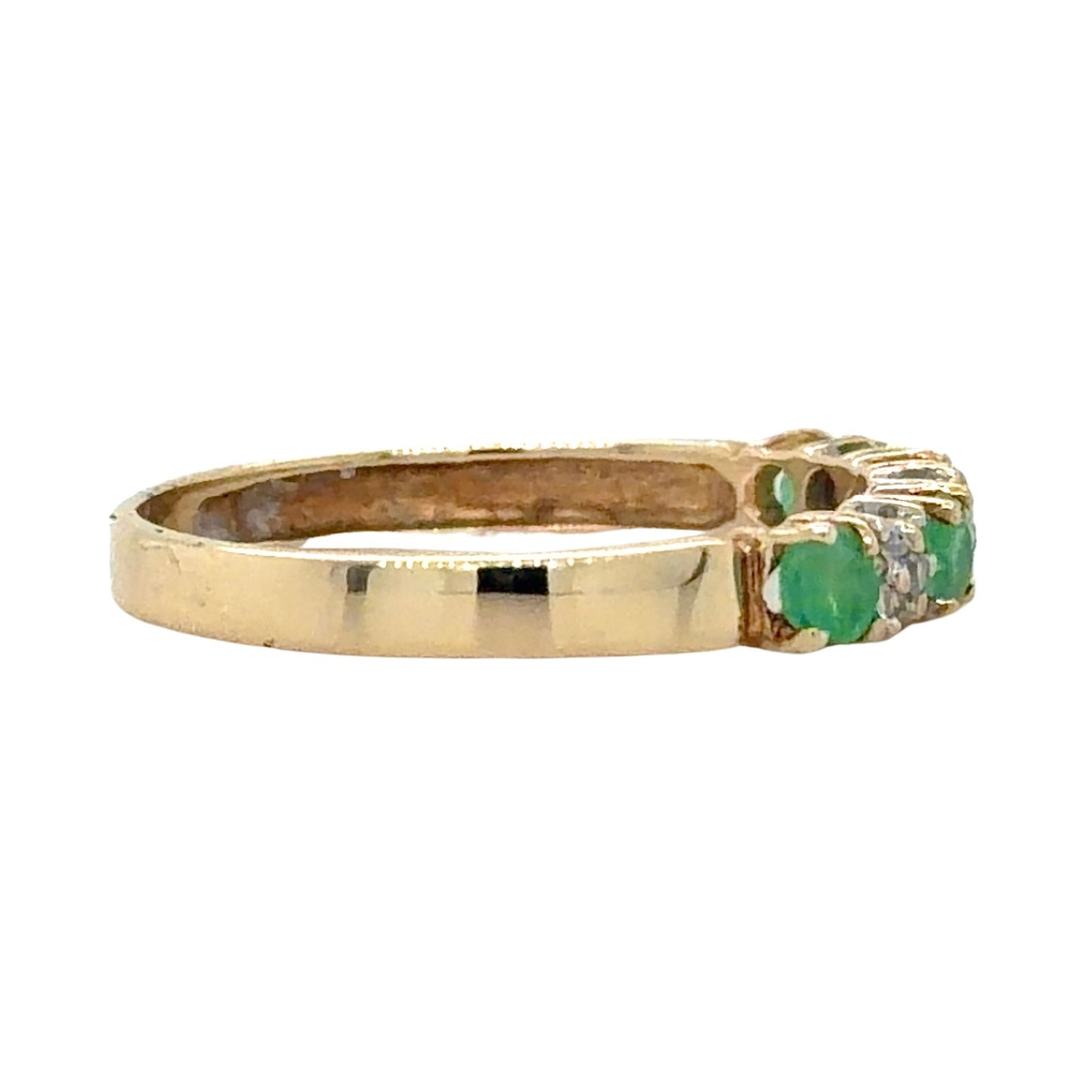 Emerald & Diamond 10k Yellow Gold Band Ring 1.1g Size 6