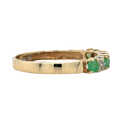 Emerald & Diamond 10k Yellow Gold Band Ring 1.1g Size 6