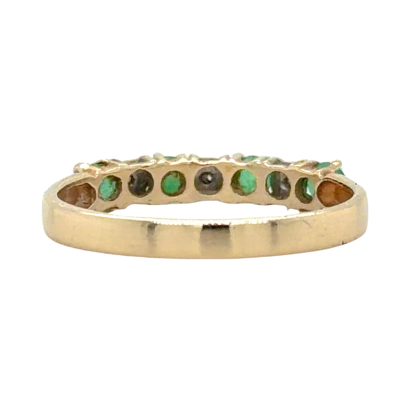 Emerald & Diamond 10k Yellow Gold Band Ring 1.1g Size 6
