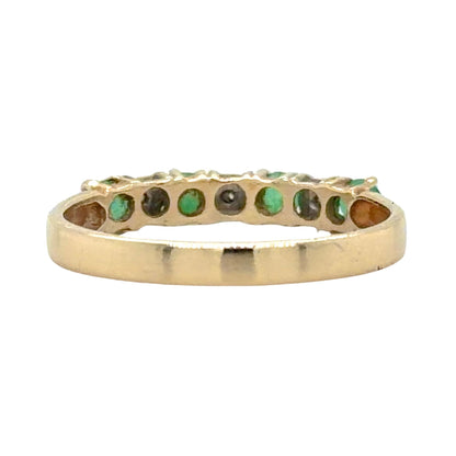 Emerald & Diamond 10k Yellow Gold Band Ring 1.1g Size 6