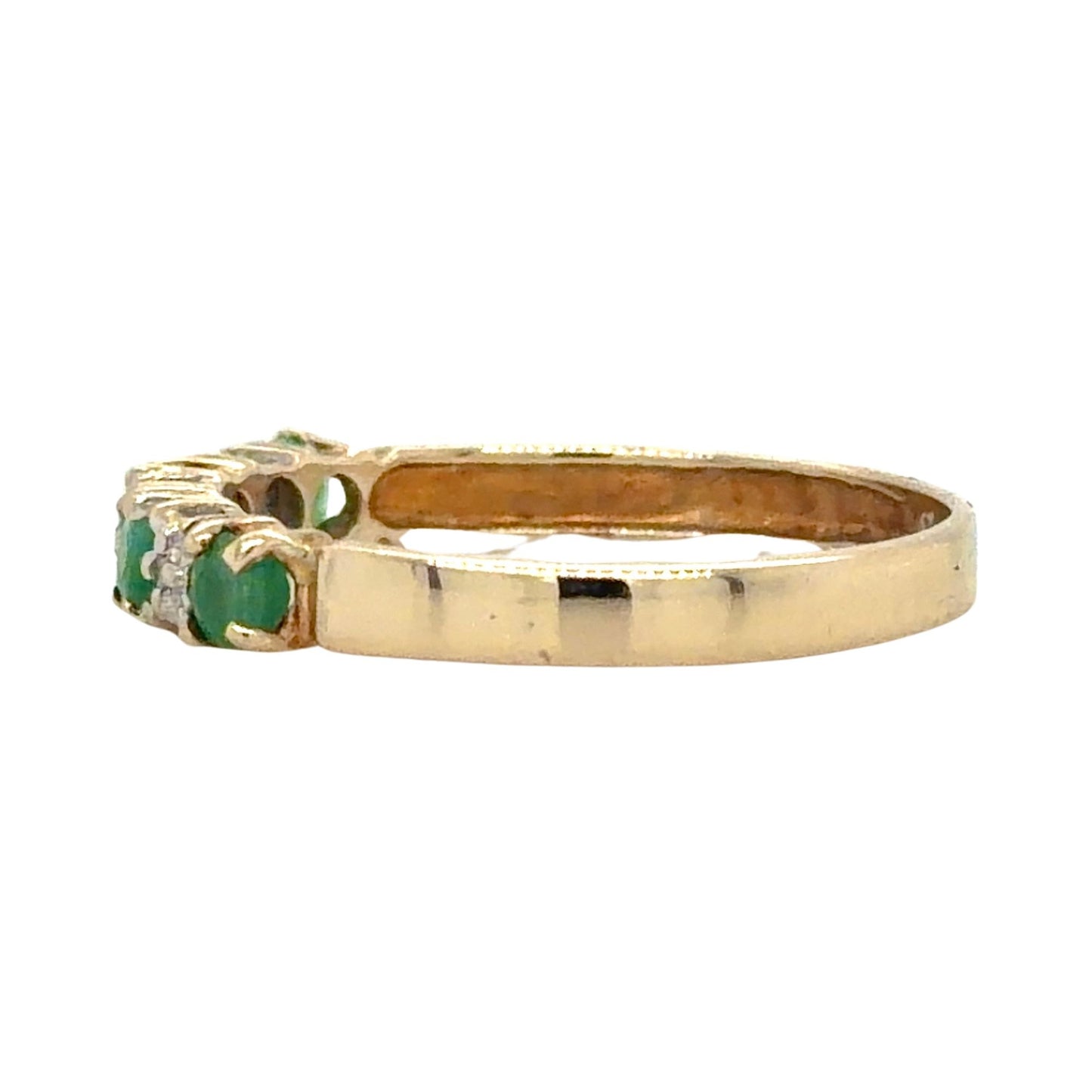 Emerald & Diamond 10k Yellow Gold Band Ring 1.1g Size 6