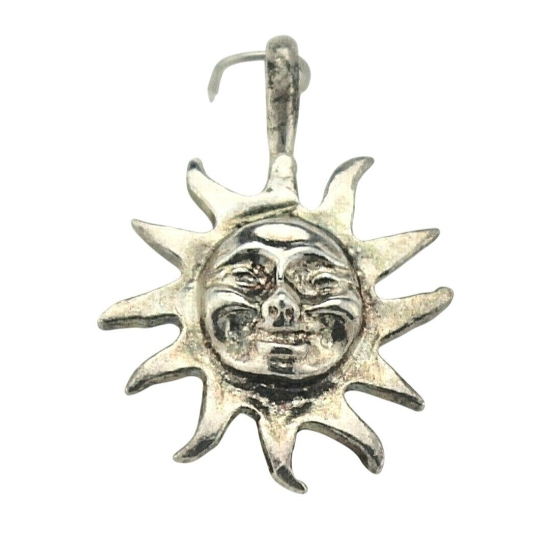 Sun Pendant 3.8g Sterling Silver 925 With Sunface Design