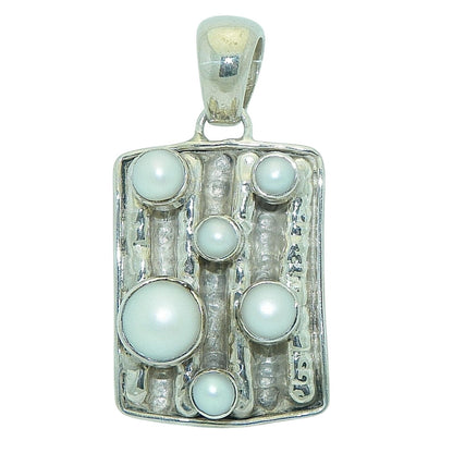Sterling Silver Pendant Created Pearls .925 14.4g