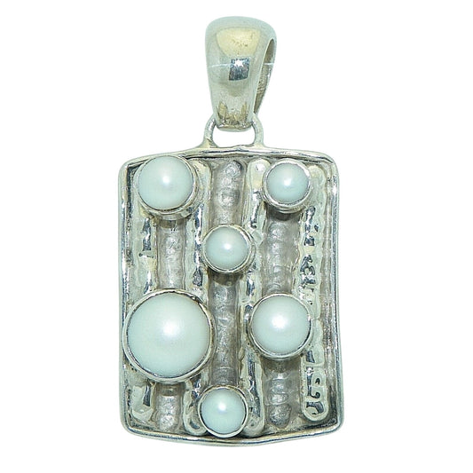 Sterling Silver Pendant Created Pearls .925 14.4g