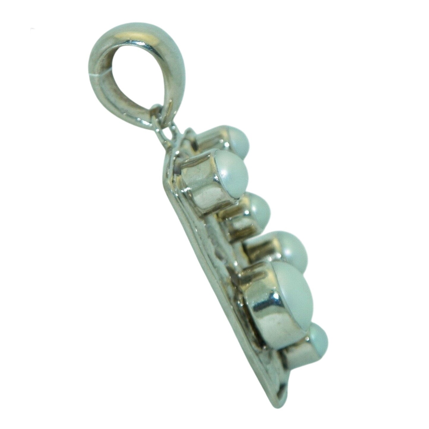 Sterling Silver Pendant Created Pearls .925 14.4g