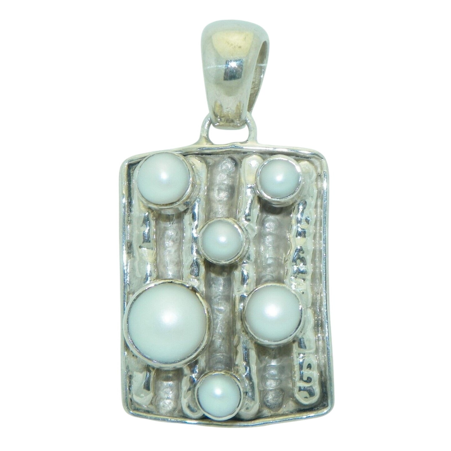 Sterling Silver Pendant Created Pearls .925 14.4g