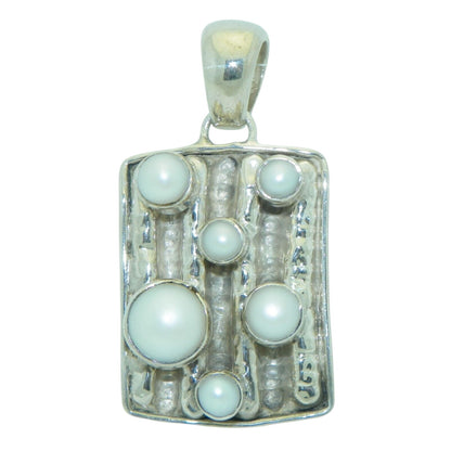 Sterling Silver Pendant Created Pearls .925 14.4g