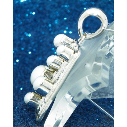 Sterling Silver Pendant Created Pearls .925 14.4g