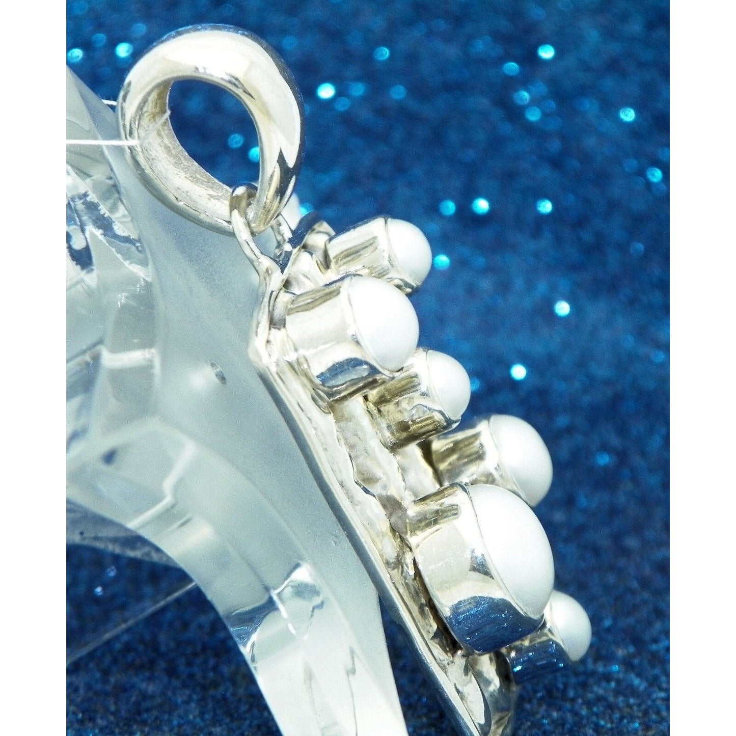 Sterling Silver Pendant Created Pearls .925 14.4g