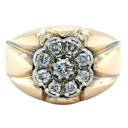 14K Yellow Gold 5/8ctw Diamond Cluster Ring 10.5g Size 13