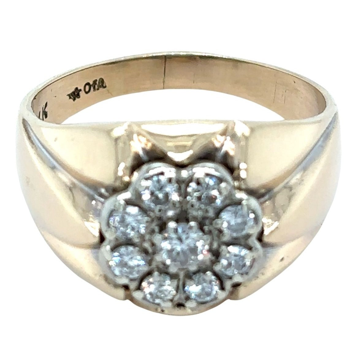 14K Yellow Gold 5/8ctw Diamond Cluster Ring 10.5g Size 13