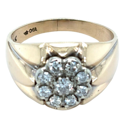 14K Yellow Gold 5/8ctw Diamond Cluster Ring 10.5g Size 13