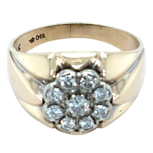 14K Yellow Gold 5/8ctw Diamond Cluster Ring 10.5g Size 13