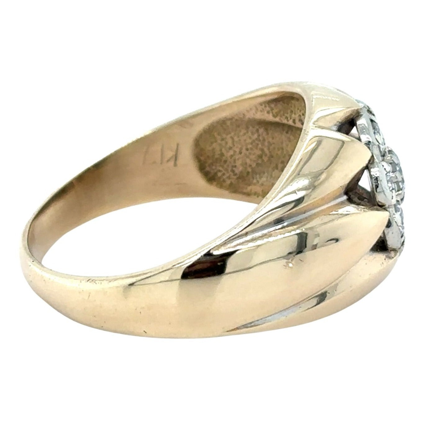 14K Yellow Gold 5/8ctw Diamond Cluster Ring 10.5g Size 13