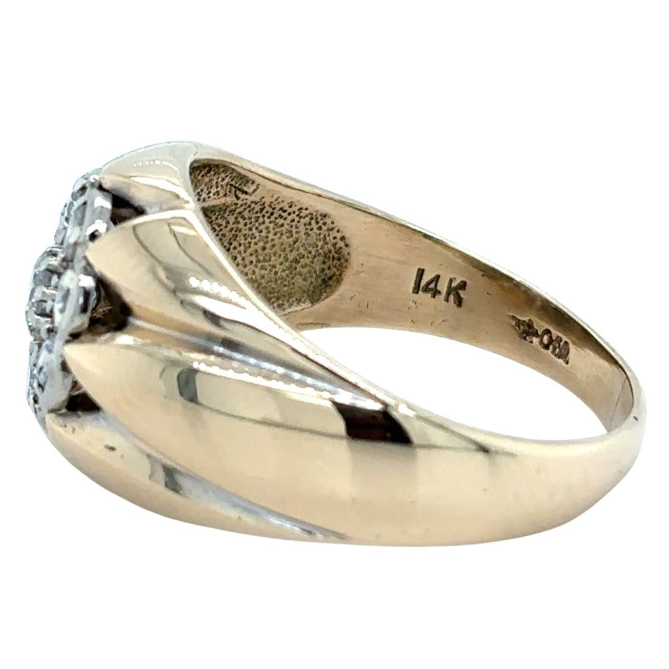 14K Yellow Gold 5/8ctw Diamond Cluster Ring 10.5g Size 13