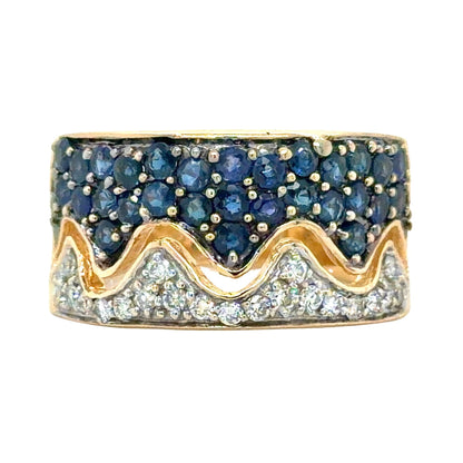 1/3ctw Sapphire & Diamond 14k Yellow Gold Ring 7.2g Size 7