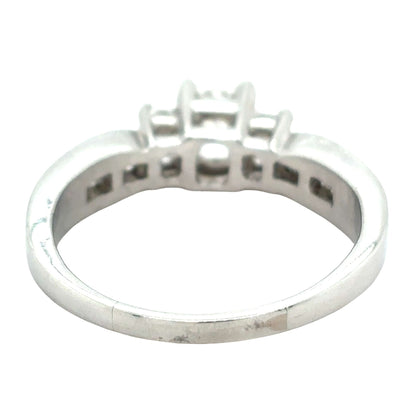1.25 TCW Diamond Ring In Solid Platinum Emerald Cut 8.1g Size 9.75
