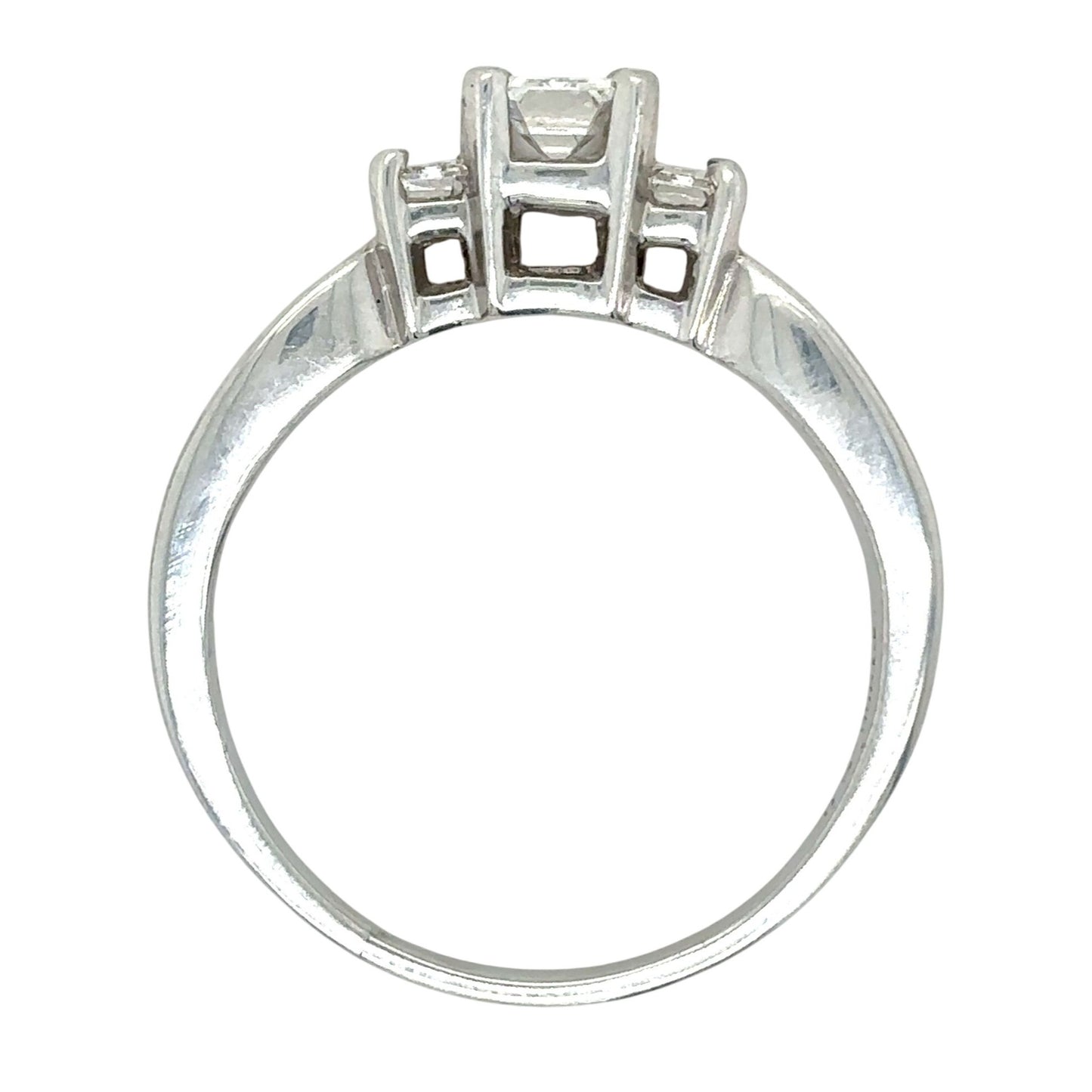 1.25 TCW Diamond Ring In Solid Platinum Emerald Cut 8.1g Size 9.75