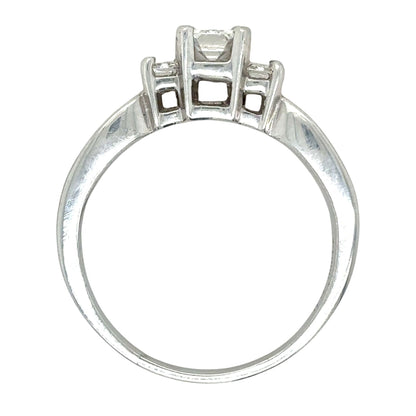 1.25 TCW Diamond Ring In Solid Platinum Emerald Cut 8.1g Size 9.75