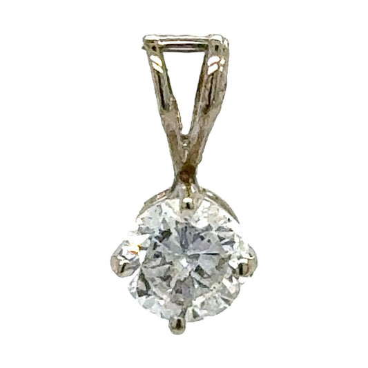 3/8ct Diamond Solitaire 14k White Gold Pendant 0.3g