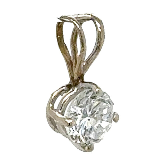 3/8ct Diamond Solitaire 14k White Gold Pendant 0.3g
