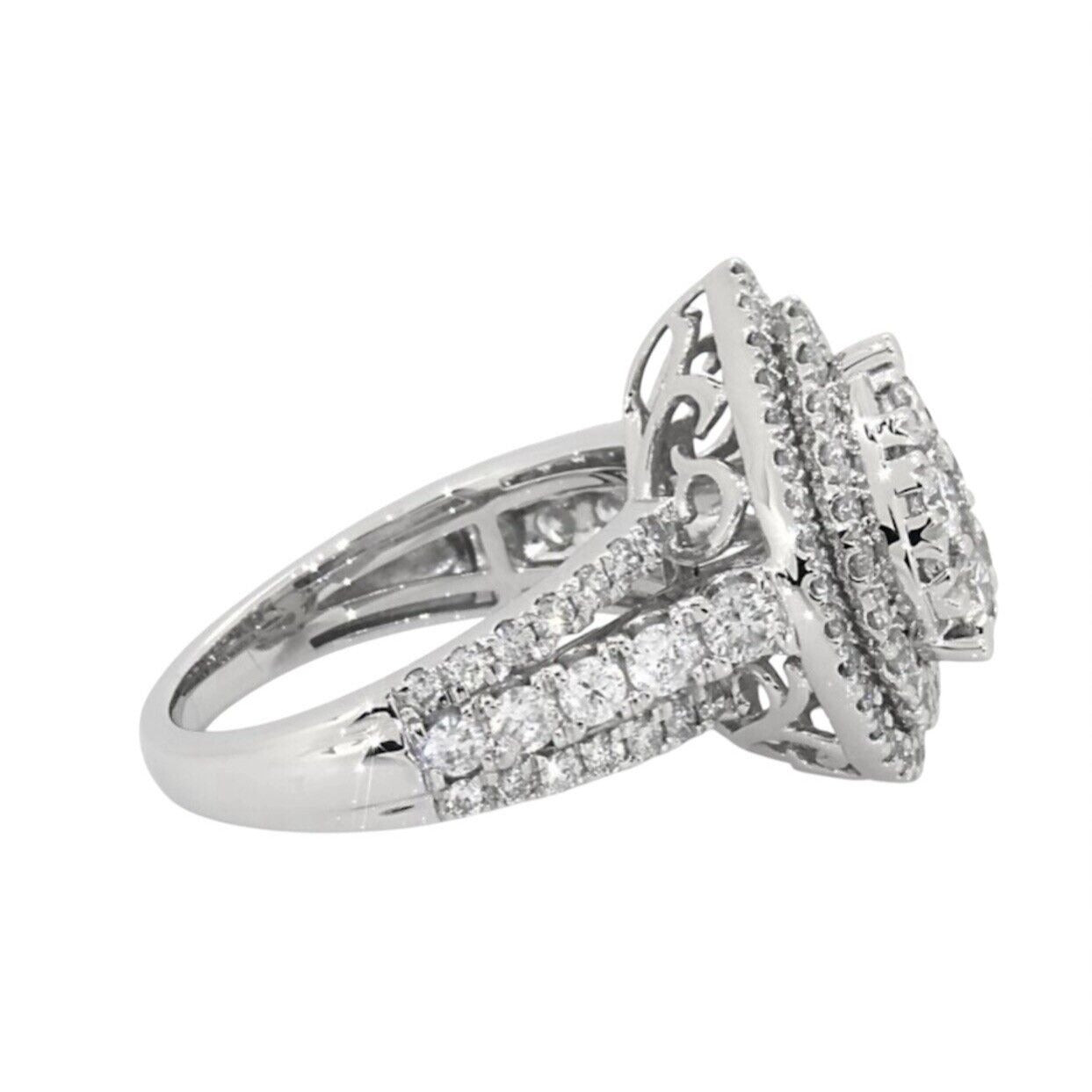 2ct Multi Diamond Pear Shaped Engagement Ring 10K White Gold Ring 6.2g Size 7.25