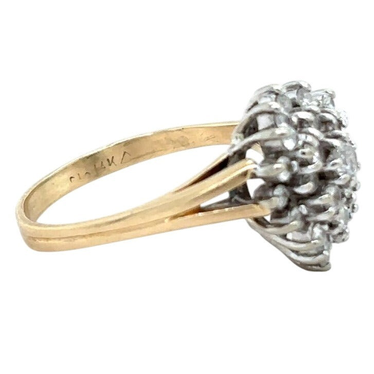 14k Yellow Gold 1/4ctw Diamond Cluster Size 5.5 Engagement Ring 3.0g
