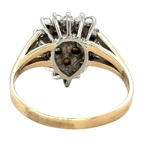 14k Yellow Gold 1/4ctw Diamond Cluster Size 5.5 Engagement Ring 3.0g