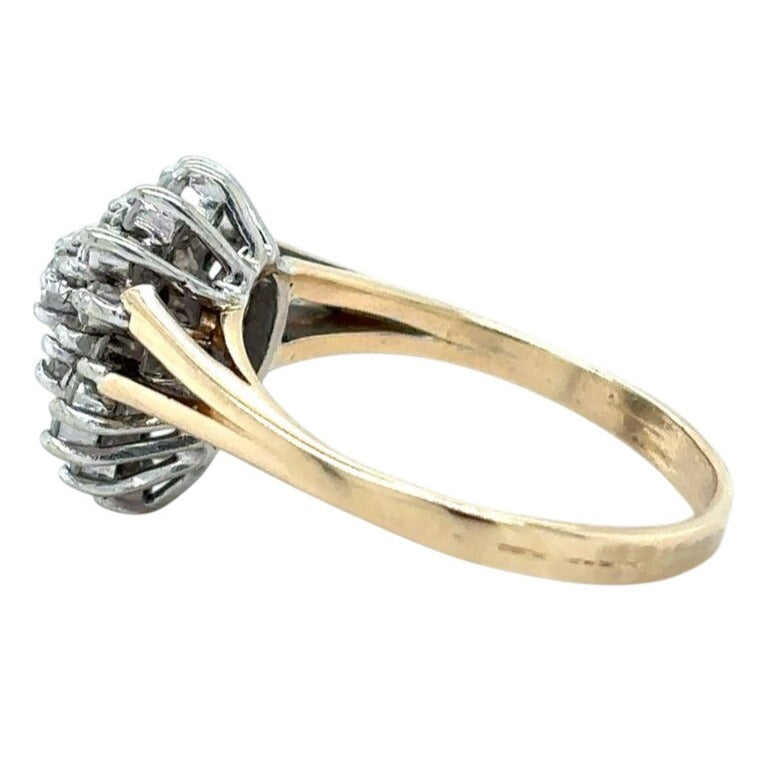 14k Yellow Gold 1/4ctw Diamond Cluster Size 5.5 Engagement Ring 3.0g