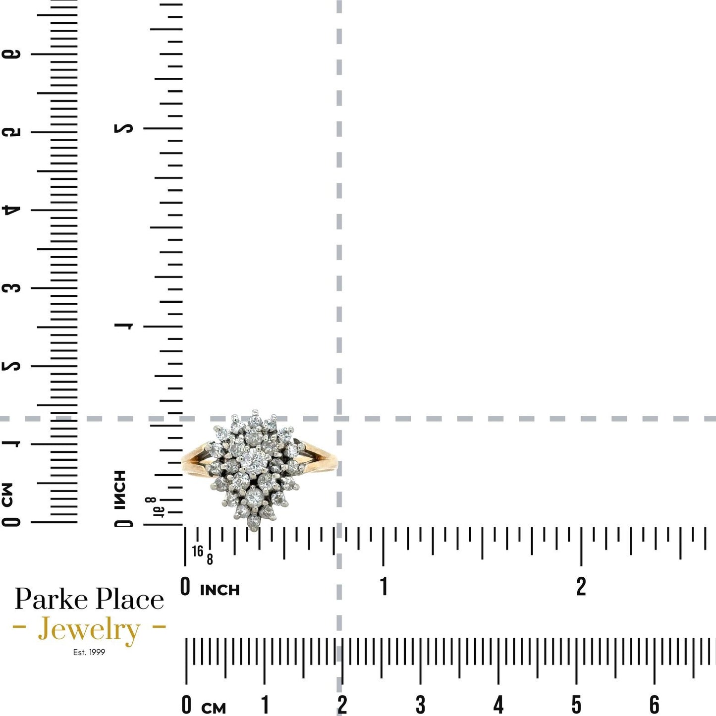 14k Yellow Gold 1/4ctw Diamond Cluster Size 5.5 Engagement Ring 3.0g