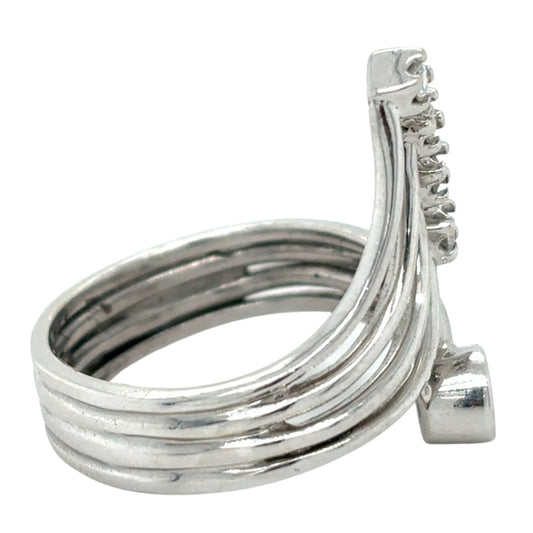 14k White Gold Moissanite Size 8 Cocktail Ring 6.4g