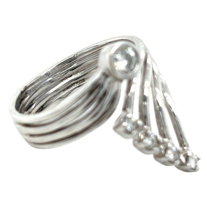 14k White Gold Moissanite Size 8 Cocktail Ring 6.4g